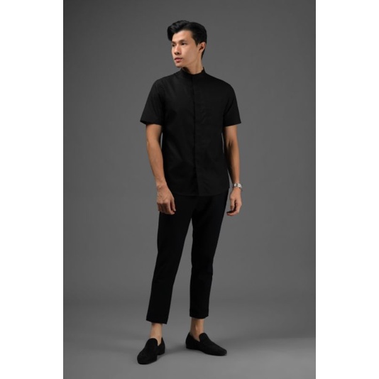 Argo Concealed Placket Short Sleeve Black size M Argo Series Heymale