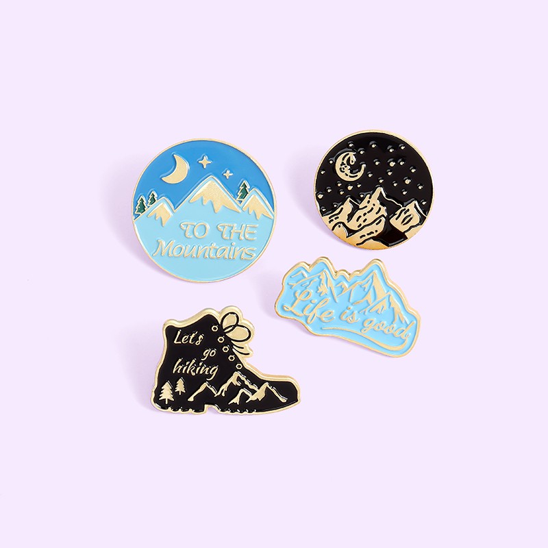 Bros Pin Enamel Desain Gunung Api Petualangan Alam Aksesoris Jaket / Tas Ransel / Camping / Hiking / Hadiah