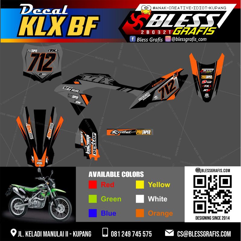 Decal KLX BF  Orange Kombinasi No.712