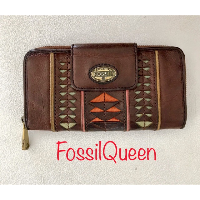 Dompet FOSSIL Ethnik Original Preloved Full Leather Tas Cluth
