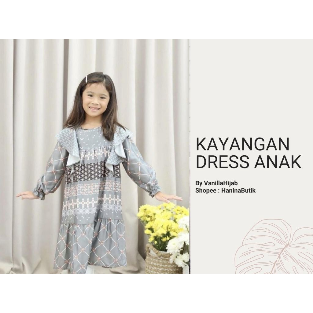 (𝗦𝗜𝗔𝗣 𝗞𝗜𝗥𝗜𝗠)  KAYANGAN DRESS KIDS EGG SALT SIZE M by VANILLAHIJAB | VANILLA | DRESS SILK ANAK PESTA 