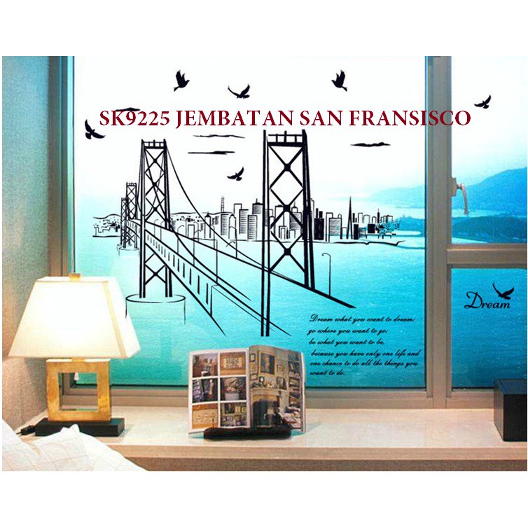 Evanurita Wall Sticker Jembatan Fransisco XL Stiker Dinding Wallpaper Hiasan Dinding SK9225
