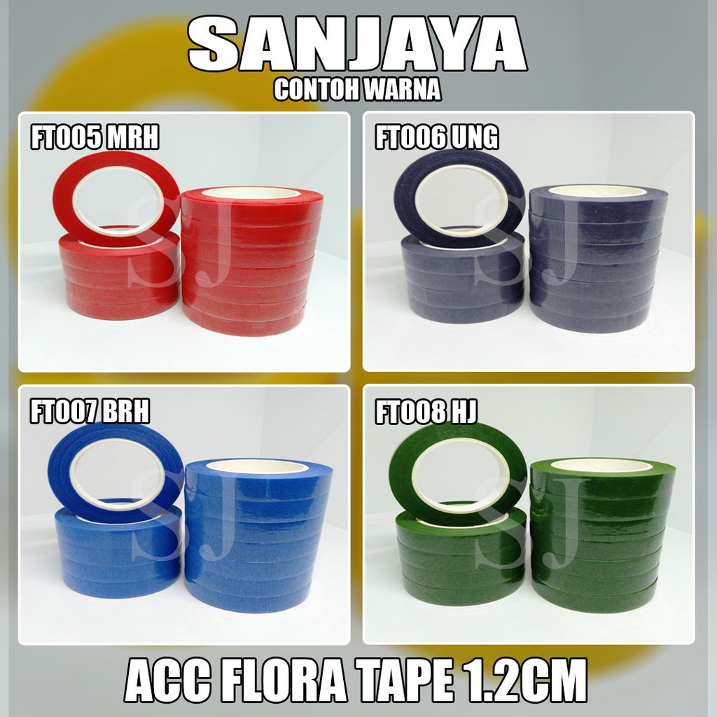 SELOTIP TANGKAI BUNGA / SOLASI BUNGA / FLORATIP / TAPE BUNGA / ACC FLORA TAPE 1.2CM 30YD