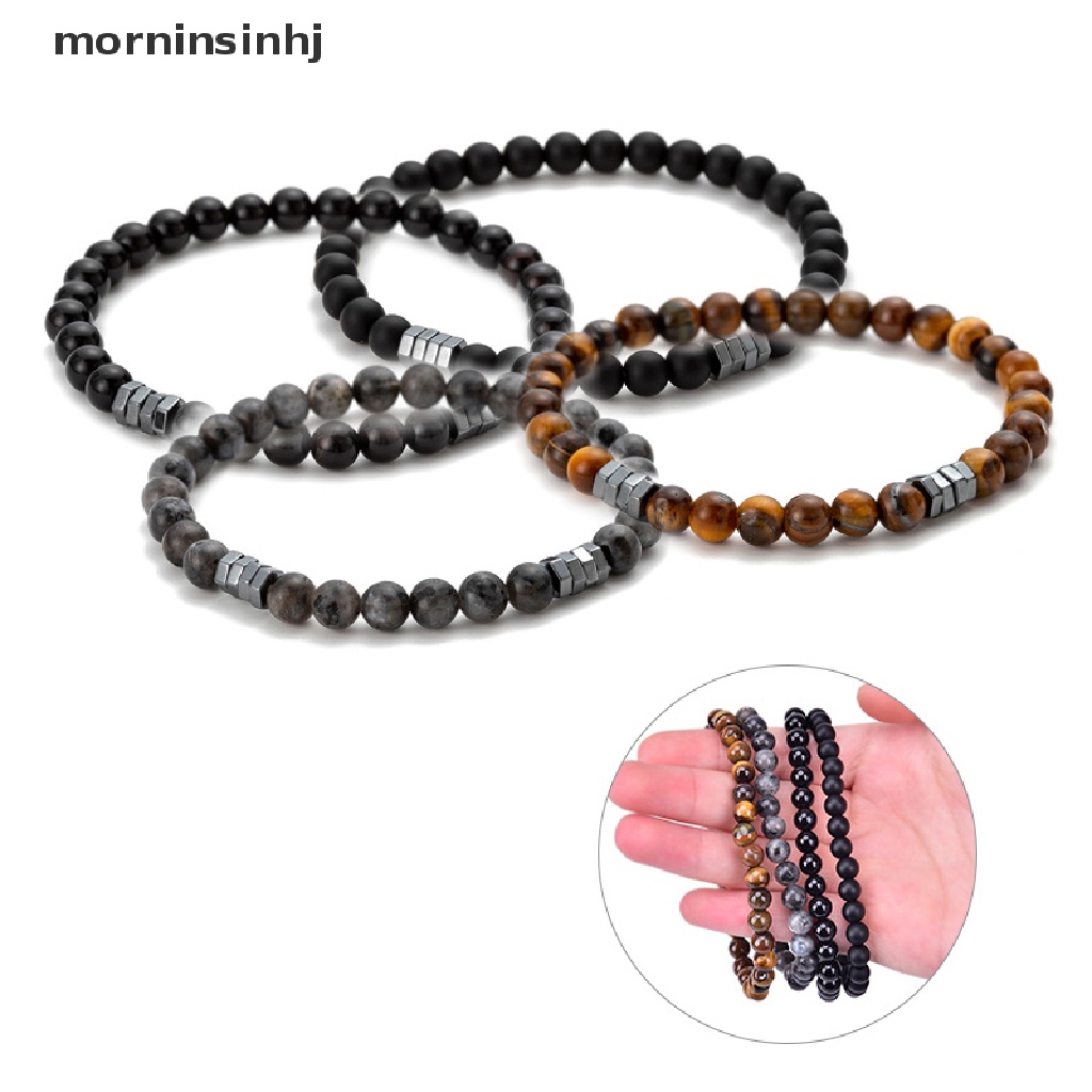 Gelang Tangan Manik-Manik Batu Mata Harimau Natural Untuk Pria