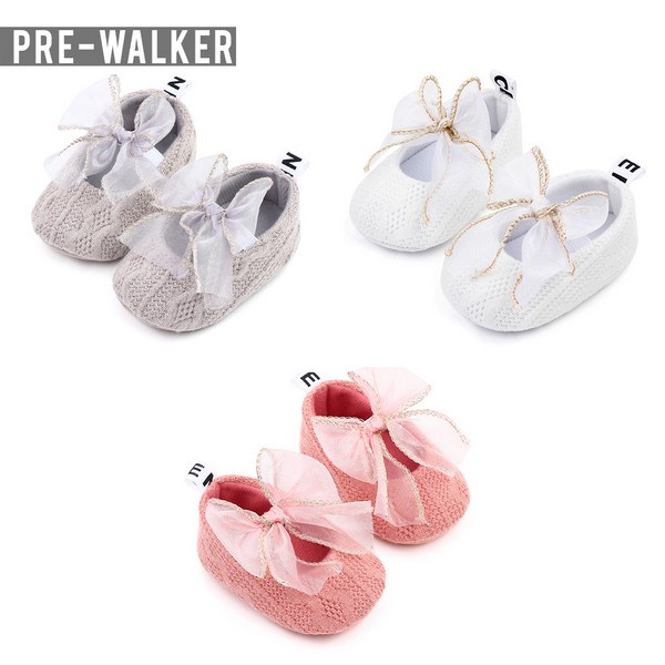 Sepatu Bayi Perempuan Pita Knit Renda - Sepatu Prewalker Baby S1212