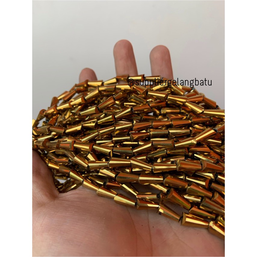 kristal terompet 12 x 8mm gold metalic emas metalik aksesoris PAGODA