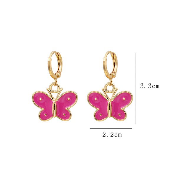 LRC Anting Tusuk Fashion Red Dripping Butterfly Alloy K3405X