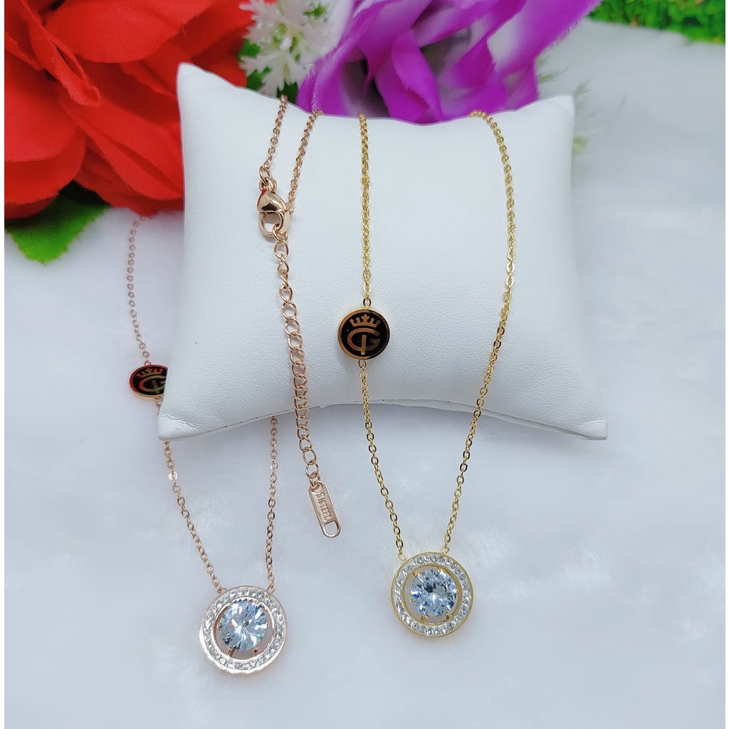 Kalung tirtanium permata perhiasan fashion 0437-0438