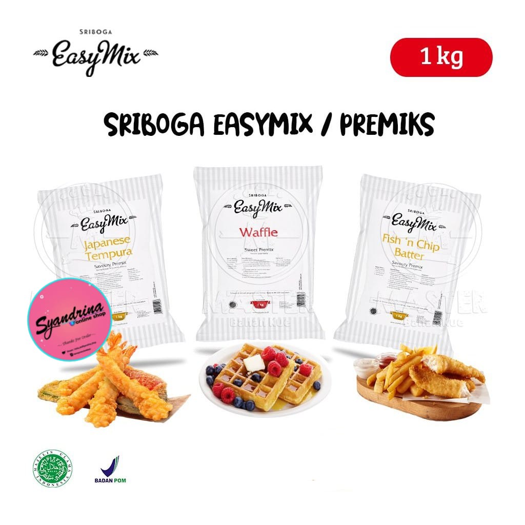 

TEPUNG SRIBOGA EASY MIX 1 KG/ TEMPURA/ WAFFLE/PISANG GORENG/ FISH N CHIP 1 KG