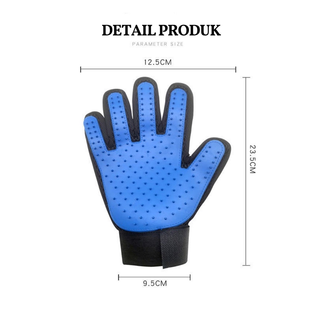 Sarung Tangan Sisir Bulu / Sikat Mandi Pemijat Perapi Anjing Kucing/ Pet Glove Brush Grooming