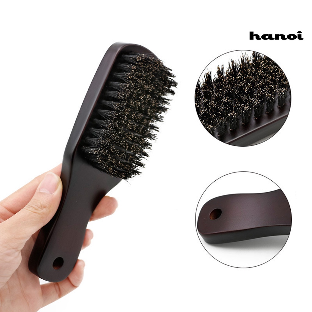 HQTM_Mustache Brush Skin-friendly Brownish Black Wooden Handle Hair Styling Comb Shaving Tools for Men