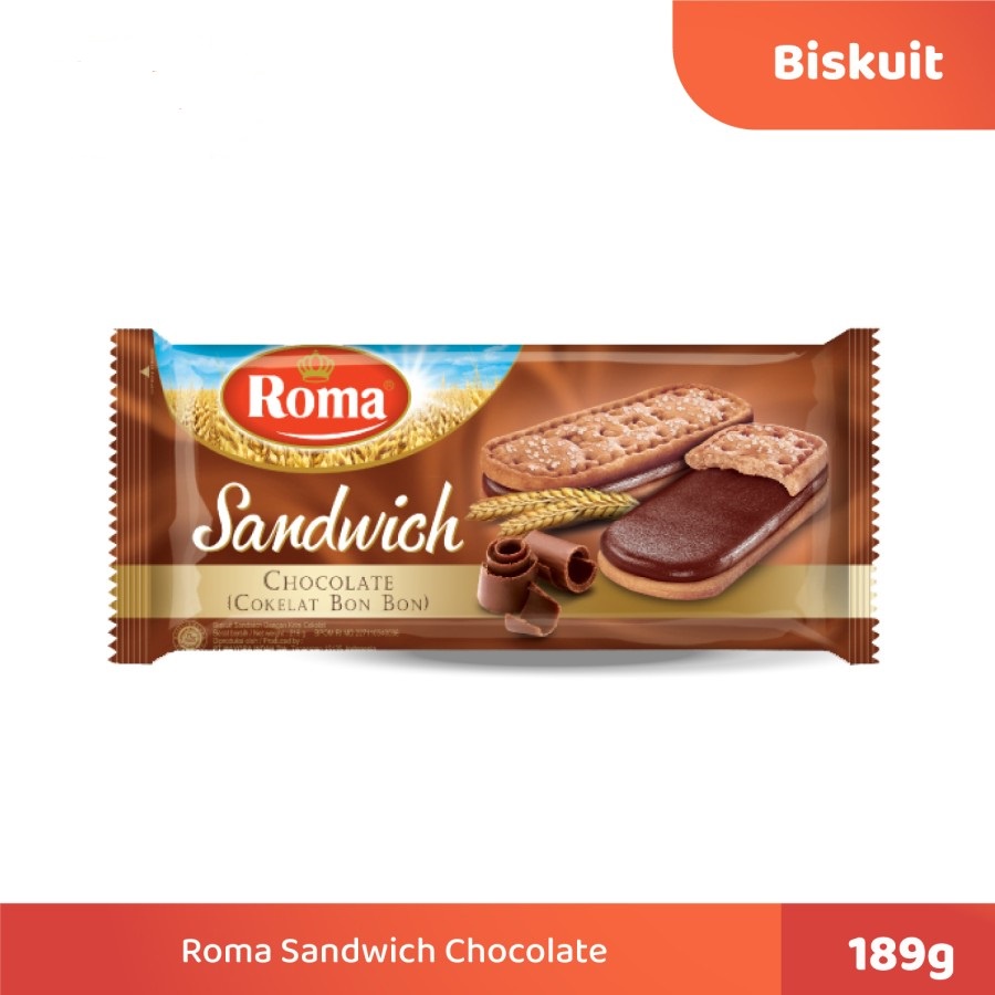 BISKUIT ROMA SANDWICH COKLAT 189GR HALAL