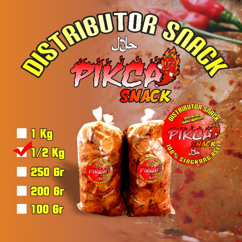 

keripik kaca pedas 1/2 kg/kripik kaca/pikca pedas/keripik beledag/pikset pedas/keripik seblak