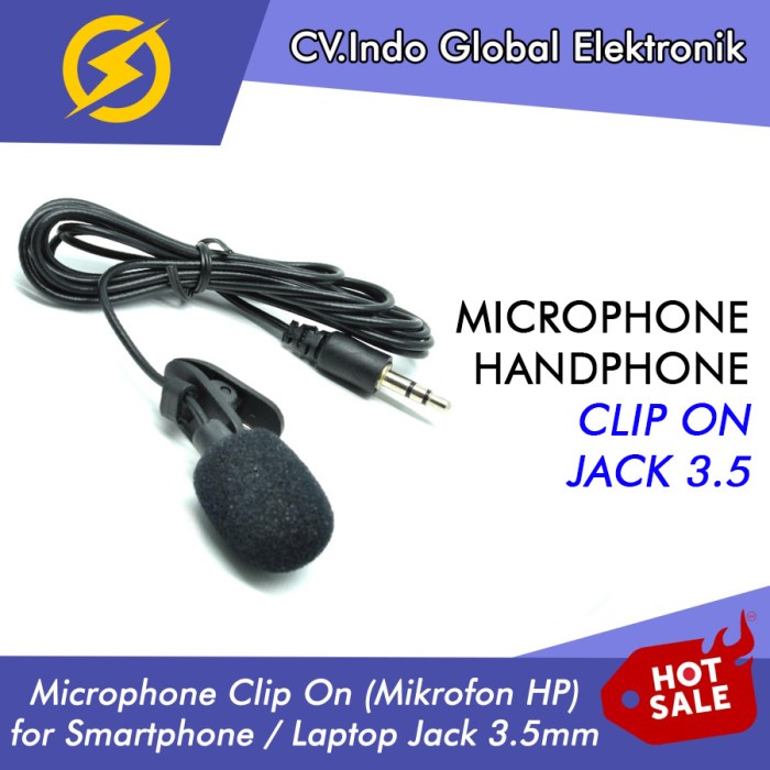 Produk Terbaru Microphone Clip On (Mikrofon Hp) For Smartphone / Laptop Jack 3.5Mm