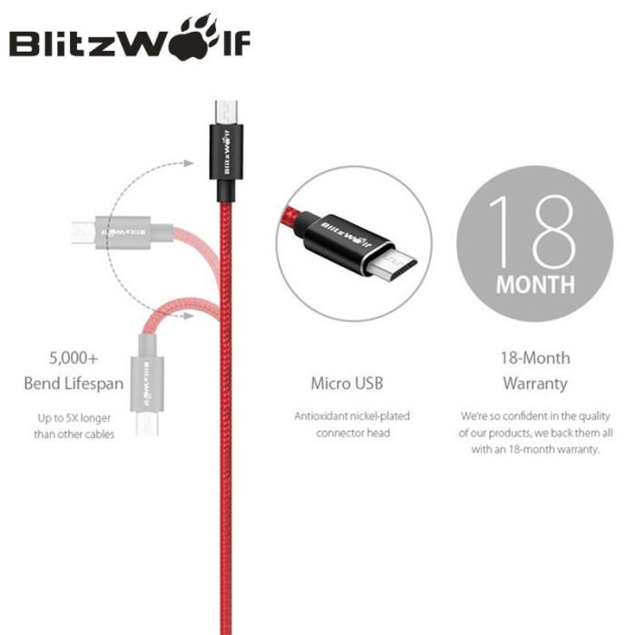 BLITZWOLF Micro-USB To USB-A Cable 2.4A USB2 Support QC3 1m