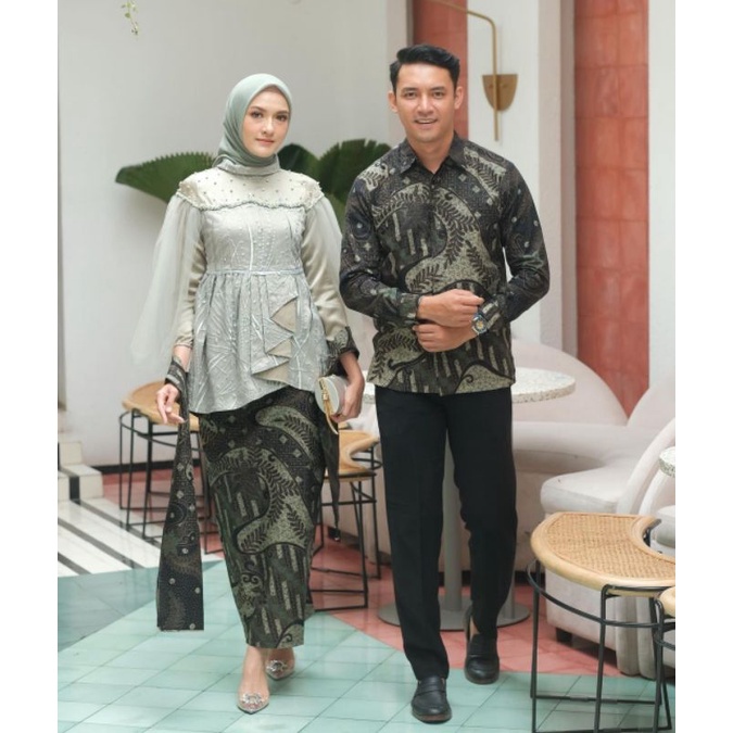 NEW ARRIVAL Couple Talita Sage | Baju couple kondangan | batik songket couple | gamis couple pesta | baju kondangan couple | kebaya Modern