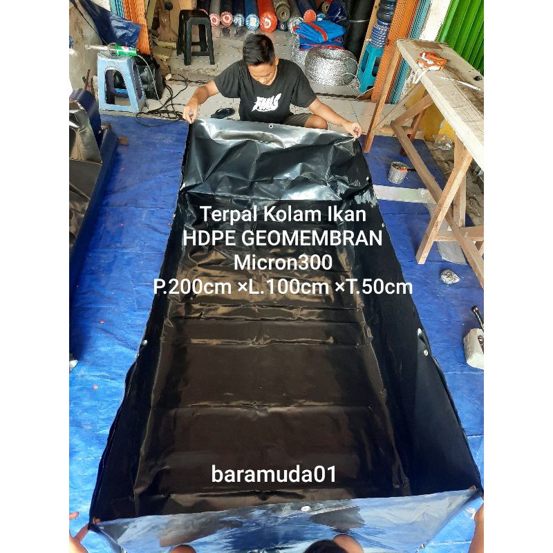 Terpal kolam ikan HDPE GEOMEMBRAN 2×1×0,5m Kualitas terbaik Micron300