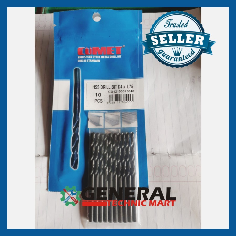 Mata bor besi stainless drill bit Black Oxide 4mm Germany Cumet ori