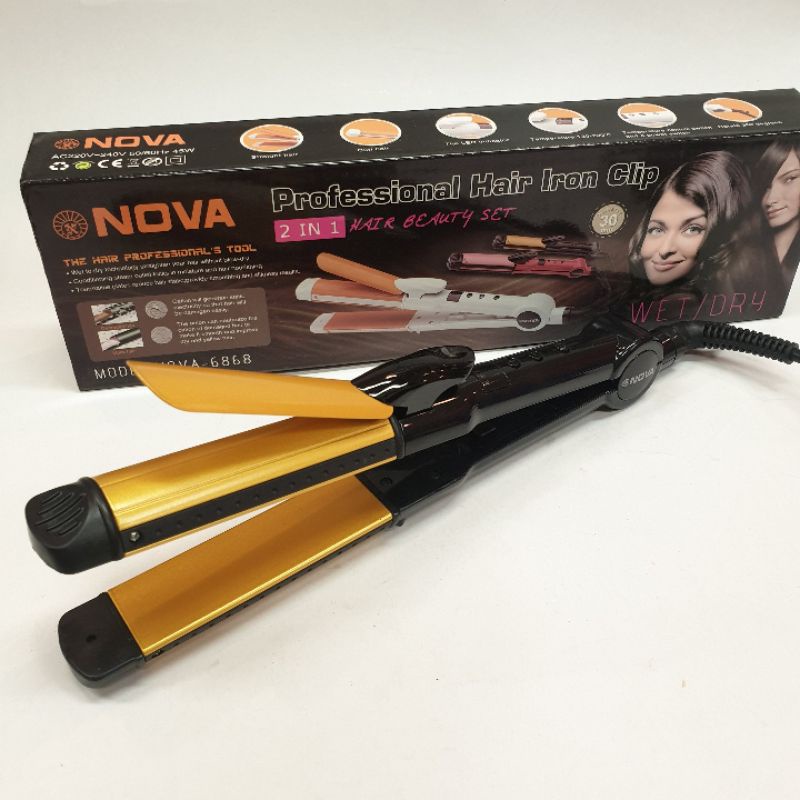 Alat Catokan Rambut Keriting Curly Dan Lurus 2in1 Nova 6868T