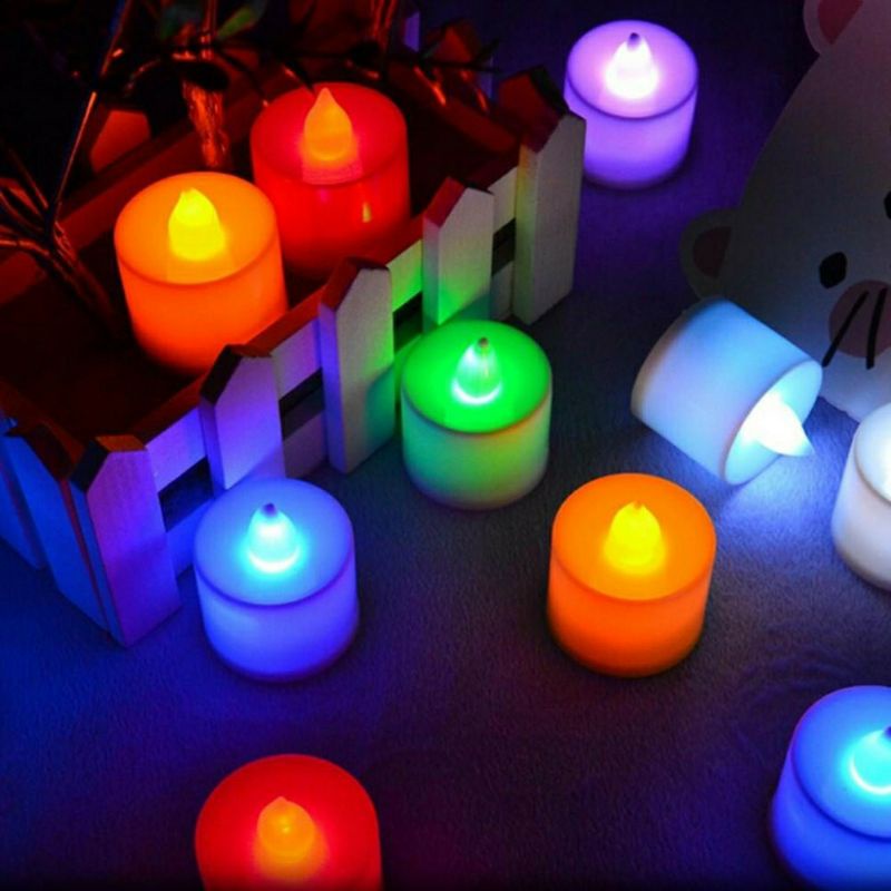Lampu lilin LED mini nyala warna warni elektrik rgb rainbow kedap kedip lampu hias tidur dekorasi