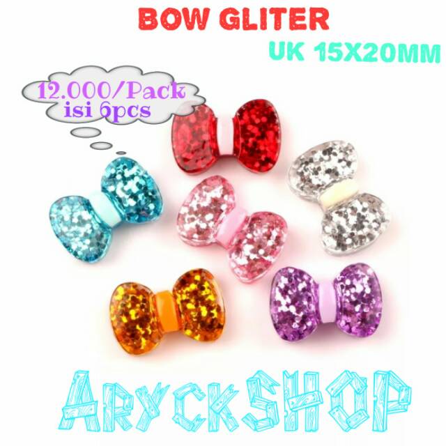 Bow Gliter Accesories Tasbih digital swarovski Uk 15x20mm isi 6pcs Bahan craft bling blink