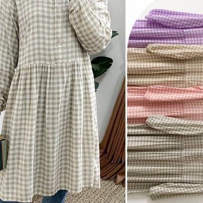 ♖ [ARFA STYLE] GIMIK TUNIK LD 110 - Atasan Wanita Motif Kotak Warna Lilac - MURAH/Bisa ➦