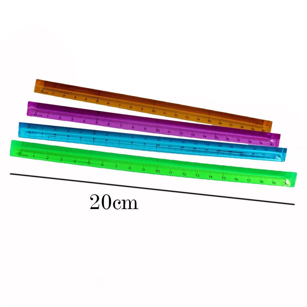 QUINTON Beautiful Stationery Supplies Colorful Kids Gift Triangular Ruler for School Students Transparent Aluminum Random Color 20cm Crystal Drafting Accessories