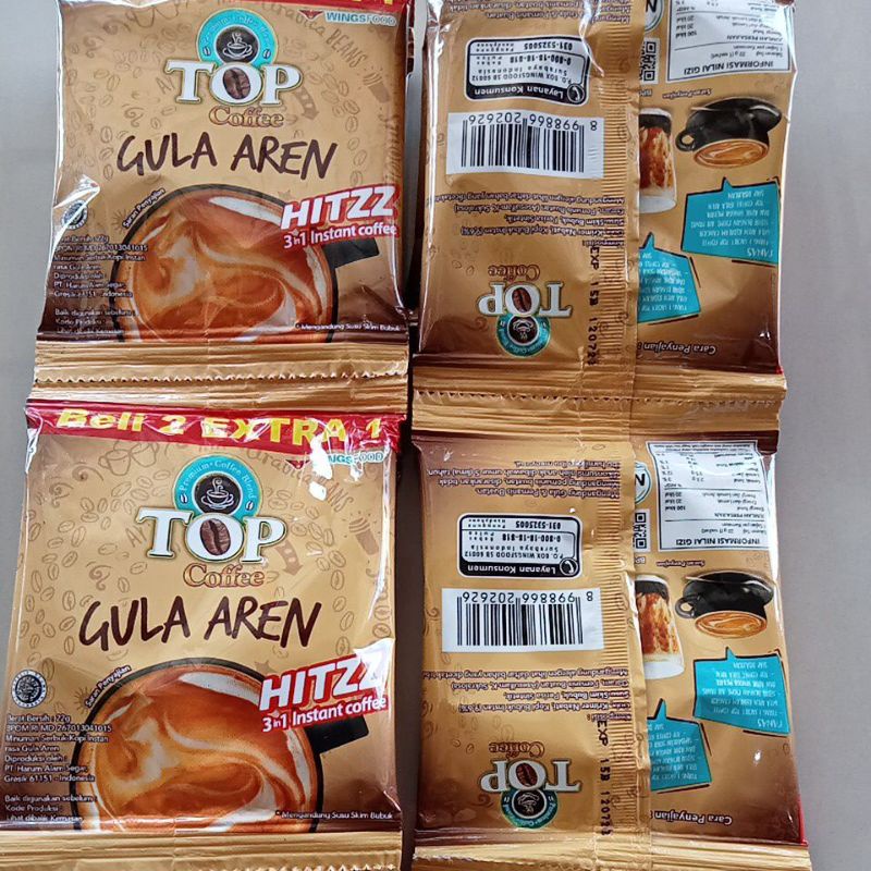 Aren Top Coffee Top kopi Gula Aren 22gr renceng isi 15 sachet