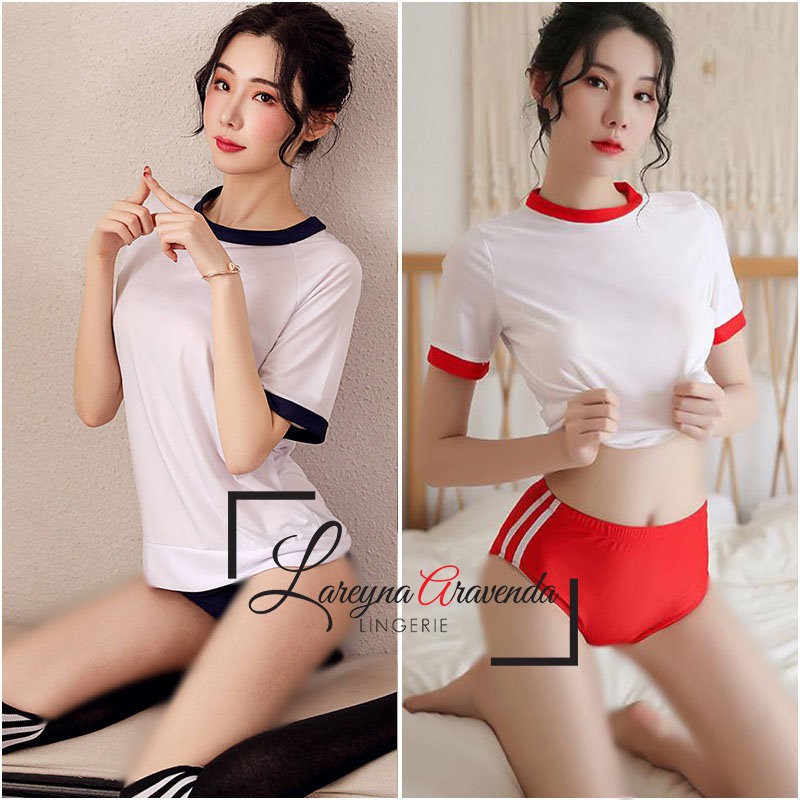 Set Lingerie + Celana Dalam Seksi Model Cosplay Baju Training LG232