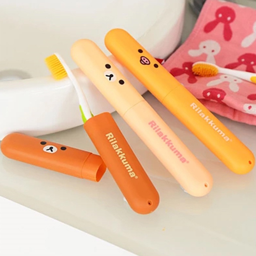 ❤GTB❤ Tempat Sikat Gigi Rilakuma Kotak Penyimpanan Sikat Gigi Travel Motif Rilakuma R777