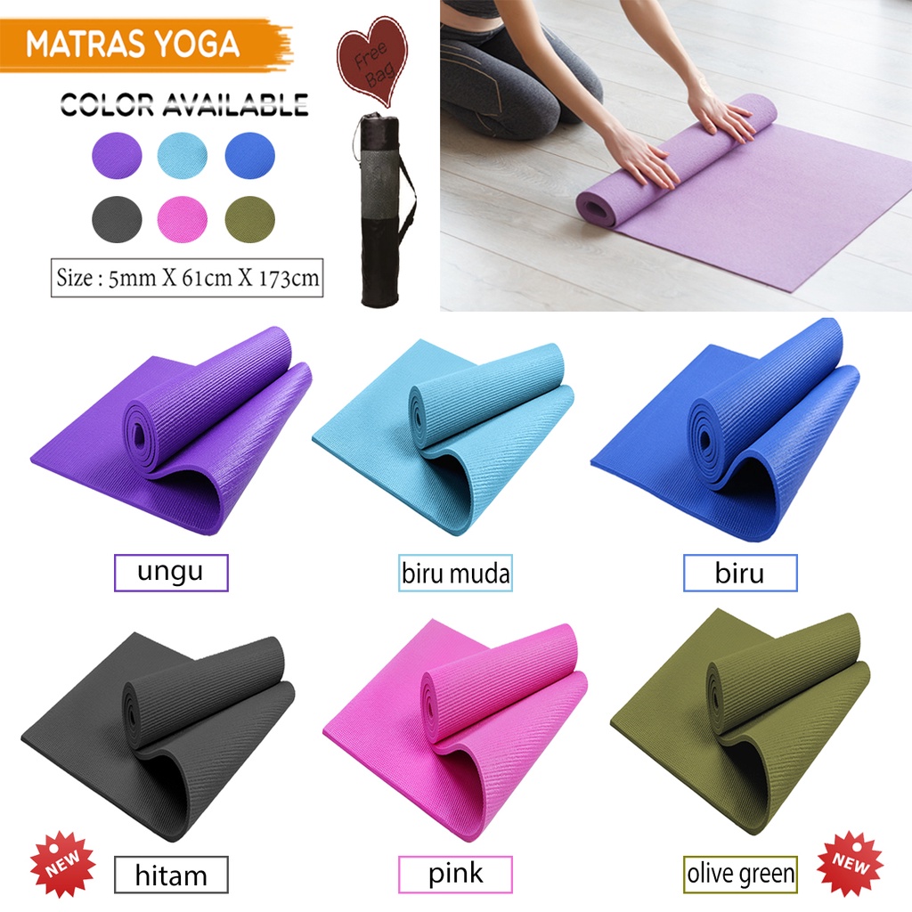 Matras Yoga Mat Yoga Anti Slip Senam Yogamat Yoga Gym Matrass Fitness Karpet Matras Alat Olahraga - PB