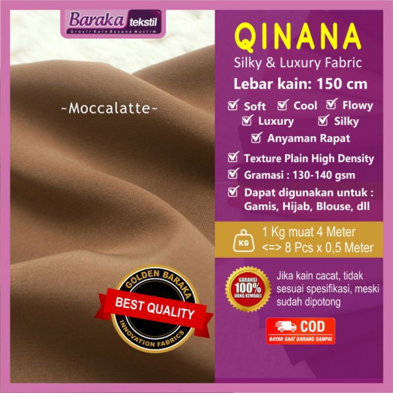 Kain Fabric Tekstil Textile Qinana Bahan Jilbab Hijab Kerudung Gamis Dress Muslim Islam Islami Syari