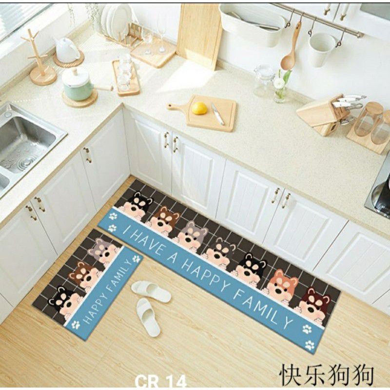 Isi 2 pcs Keset Dapur Minimalis (40 x 60 cm &amp; 40 x 120 cm) Anti Slip/ Karpet Kitchen