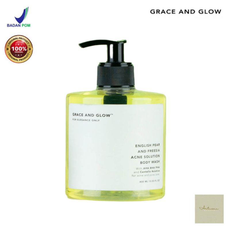 Grace and Glow Body Wash English Pear &amp; Freesia Anti Acne Solution Sabun Mandi Anti Jerawat 400 ml