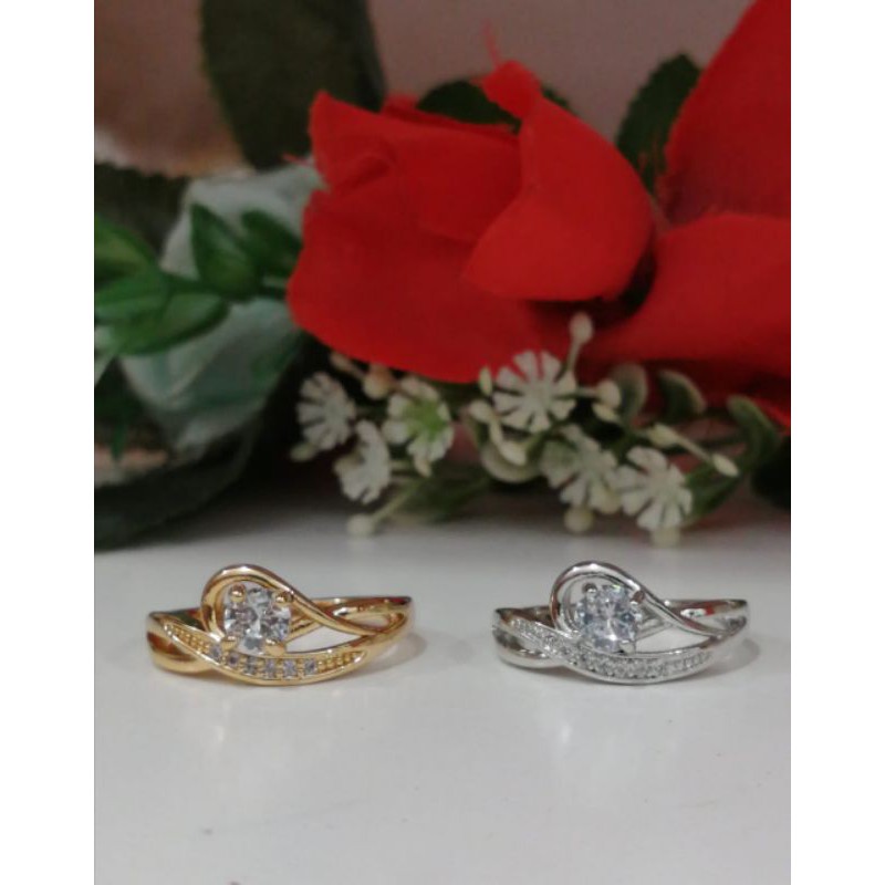 CINCIN TITANIUM ANTI KARAT MOTIF PILIHAN LAPIS EMAS 22 K WARNA GOLD DAN SILVER