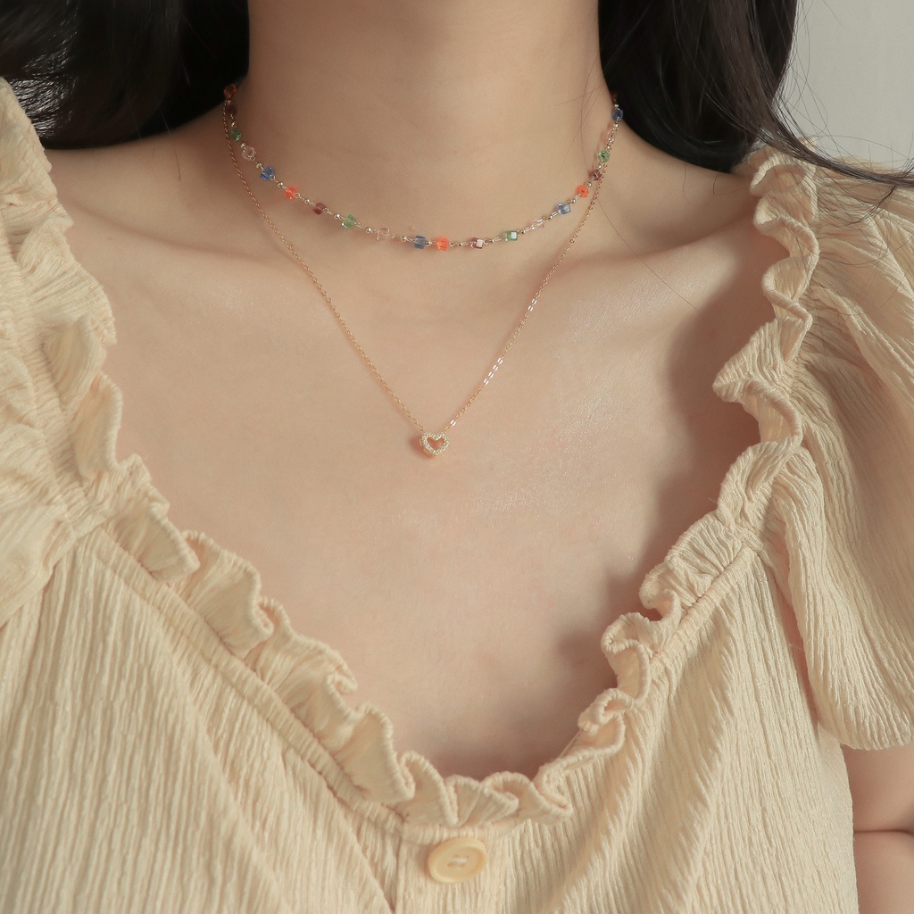 Kalung Choker Kristal Warna Polos Untuk Wanita