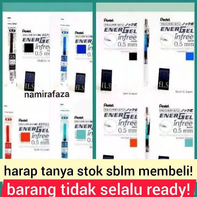 

PENTEL ENERGEL INFREE 0.5 REFILL BLACK TURQUOISE BLUE BLUEBLACK PULPEN 0,5 ISI