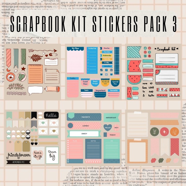 

[PART 3] scrapbook kit stickers | jurnal kit stickers | stickers aesthetic | jurnal