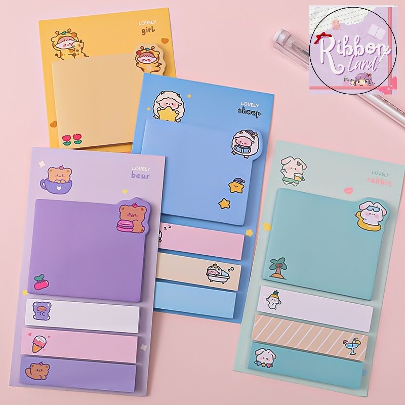 

(80 lembar)Kertas Memopad Sticky Notes Medium 4 Baris Motif Lucu Murah