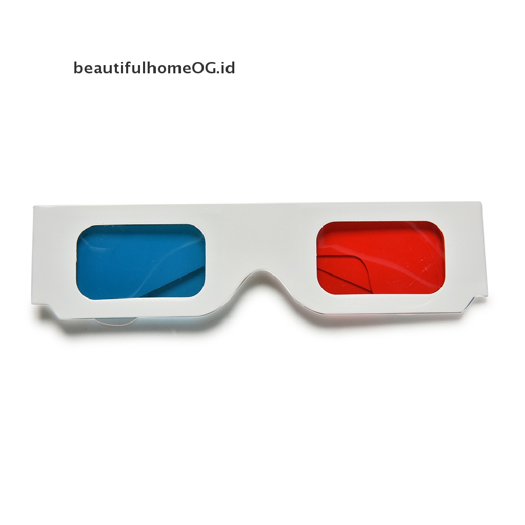 10pcs Kacamata 3D Universal Bahan Kardus Warna Merah Biru Cyan