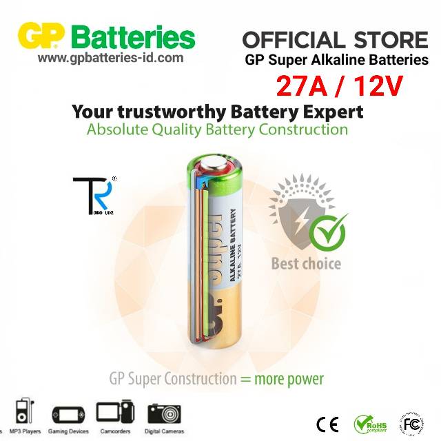 Baterai 27A Batre A27 Super Alkaline 12V GP Original Batre Kunci Remote Mobil Doorbell