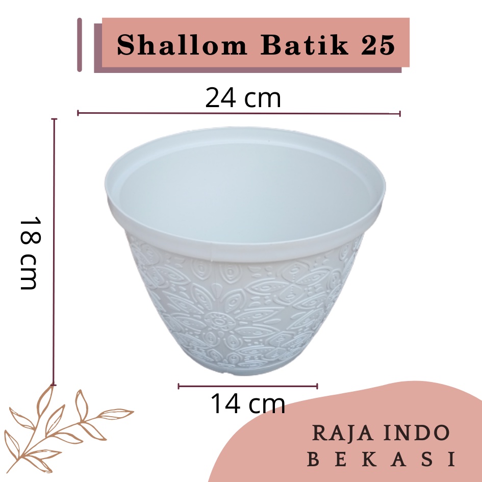 Pot Shallom Batik 25 Putih Pot Bunga Motif Batik Timbul Pot Bunga Besar Murah Tebal Bagus Bukan Pot Shallom Glory Glori 30 35 40