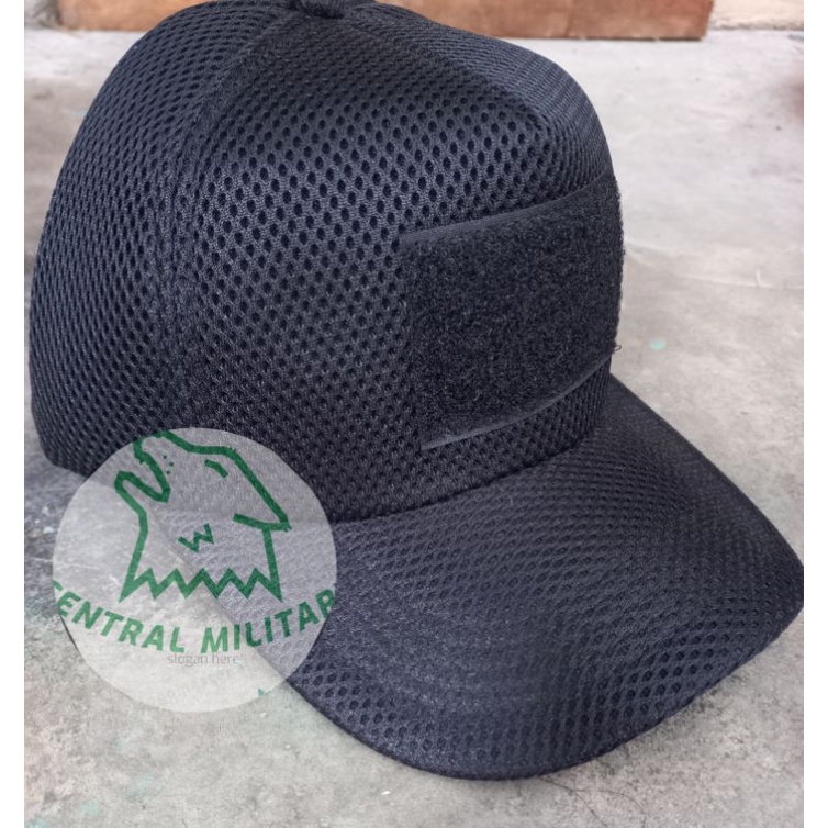 Topi Velcro Hitam - Topi Jaring Hitam