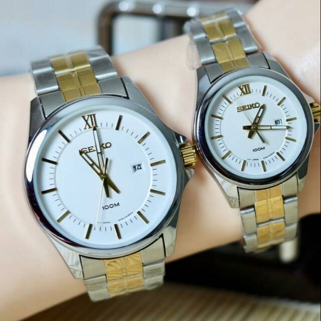 JAM TANGAN COUPLE/PASANGAN SEIKO KW SUPER RANTAI TERBARU ANTI AIR ELEGANT HARGA BERSAHABAT..