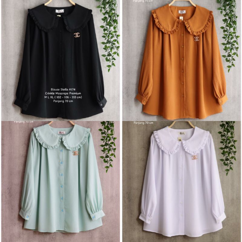 BLOUSE CRINKLE BAHAN RAYON PREMIUM | BLOUSE POLOS SAGE GREEN | EVERY BLOUSE KERAH