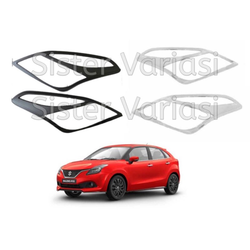 Garnish Lampu Depan Baleno Hatchback 2017 2021 Hitam Chrome
