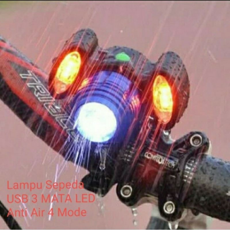 Lampu Depan Sepeda LED Usb Baterai Cas Charge Bisa Zoom Sinarnya / Lampu Sepeda Depan