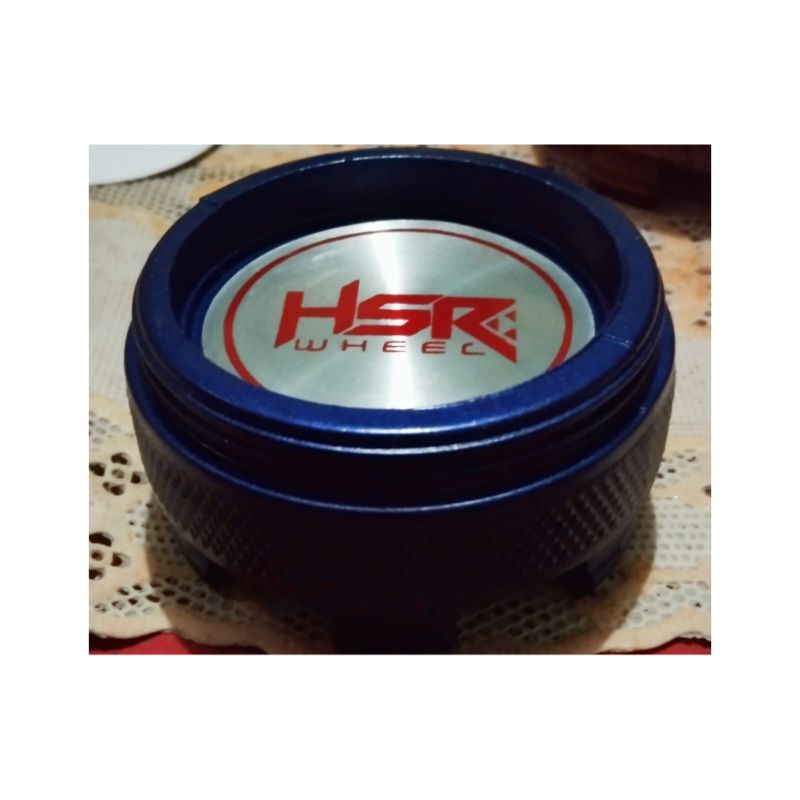 Dop Center Velg Hsr Variasi Silinder Biru 6cm Logo Tulisan Merah