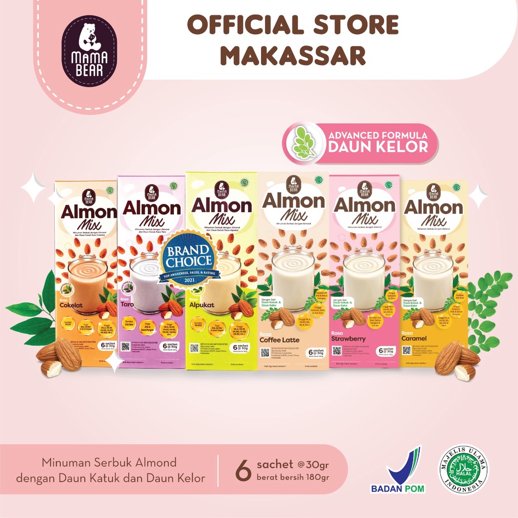 Jual Mama Bear Almon Mix Mamabear Asi Booster Almond Daun Katuk Shopee Indonesia 8822