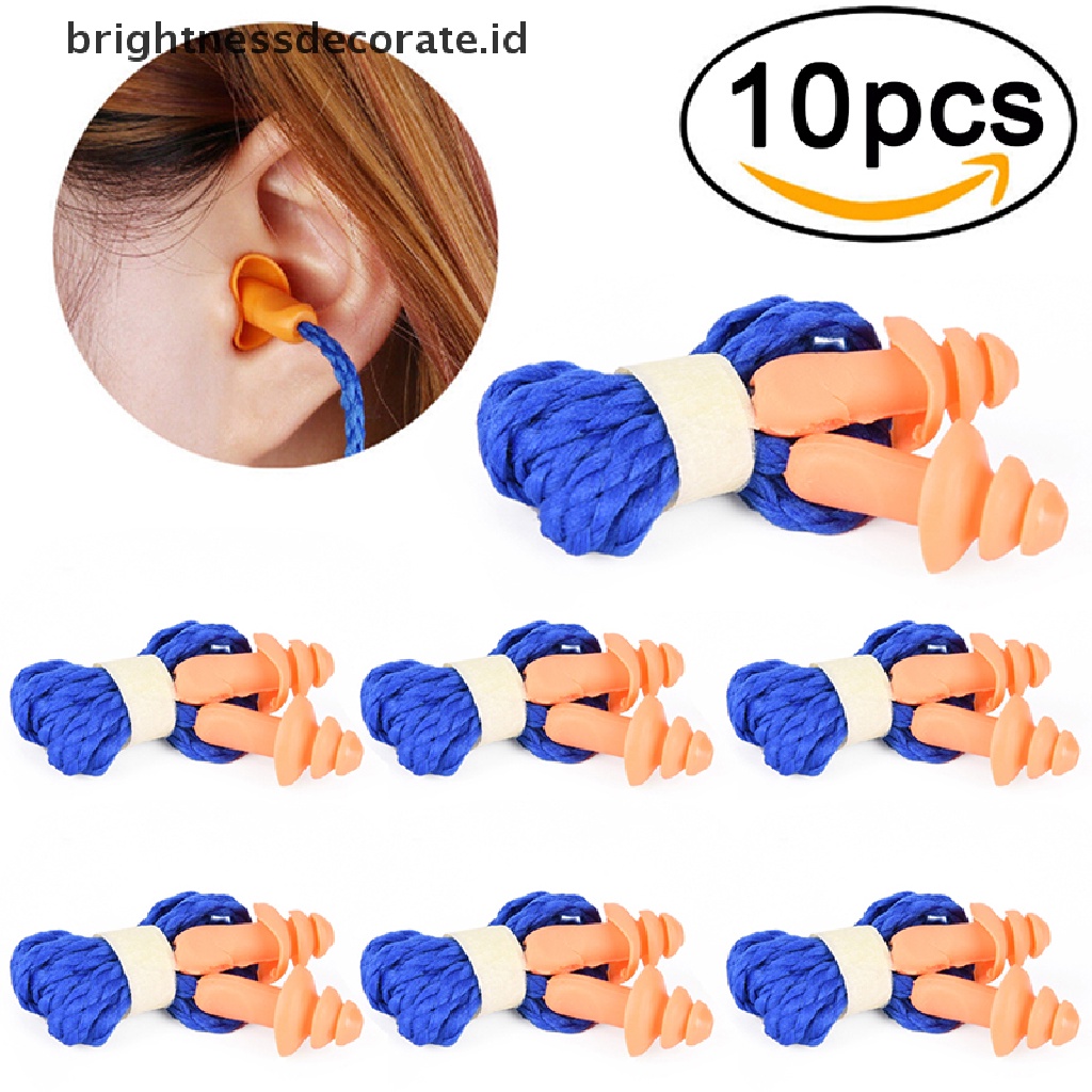 10pcs Earplugs Pelindung Pendengaran Bahan Silikon Lembut Dapat Digunakan Kembali